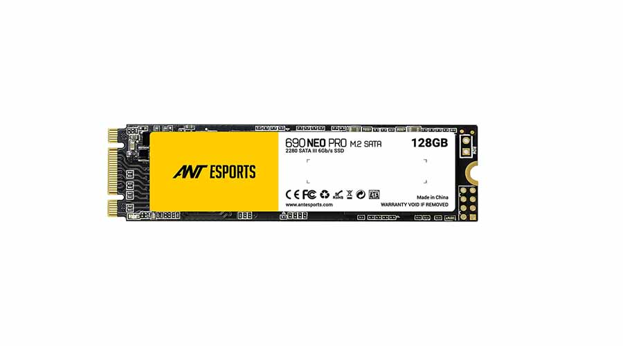 Ant Esports 690 Neo Pro M.2 Sata 128GB Internal Solid State Drive/SSD with SATA III Interface, 6Gb/s, Fast Performance, Read/Write - 500/400 MB/s, Quad Channel Controller compatible with PC and LAPTOP