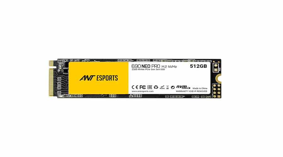 Ant Esports 690 Neo Pro M.2 NVME 512GB Internal Solid State Drive/SSD with NVME PCIe Gen3x4 Drive Supporting The PCI Express 3.1, speeds Upto Read/Write - 1900/1200 MB/s Compatible with PC and Laptop